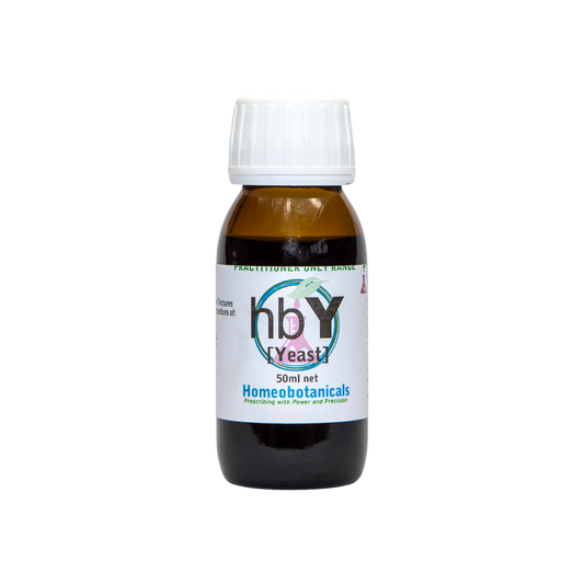 A supplement container of hbY (Yeast Infection) 50ml by Homeobotanicals