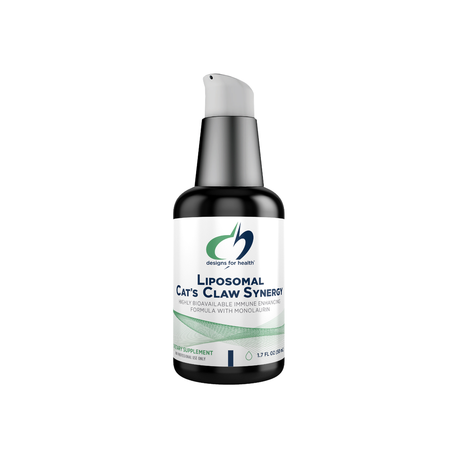 A supplement container of Liposomal Cats Claw Synergy by Designs for Health - USA