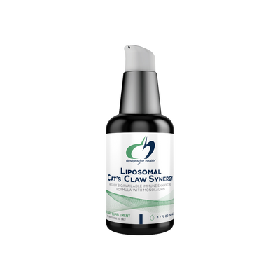 A supplement container of Liposomal Cats Claw Synergy by Designs for Health - USA