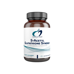 A supplement container of S-Acetyl Glutathione Synergy by Designs for Health - USA