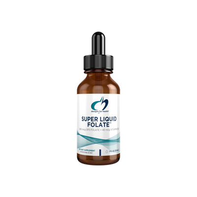A supplement container of Super Liquid Folate by Designs for Health - USA