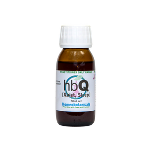 A supplement container of hbQ (Quiet & Sleep) 50ml by Homeobotanicals