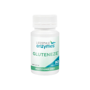 A supplement container of Gluteneze by Lifestyle Enzymes