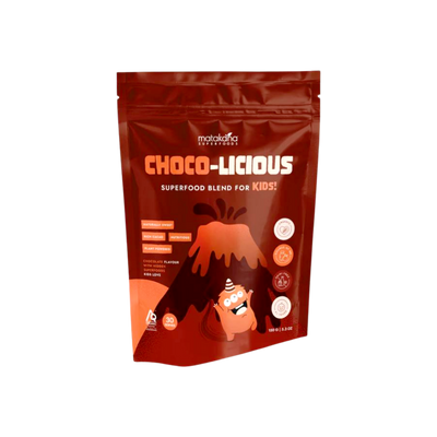 A supplement container of Choco-licious by Matakana Superfoods