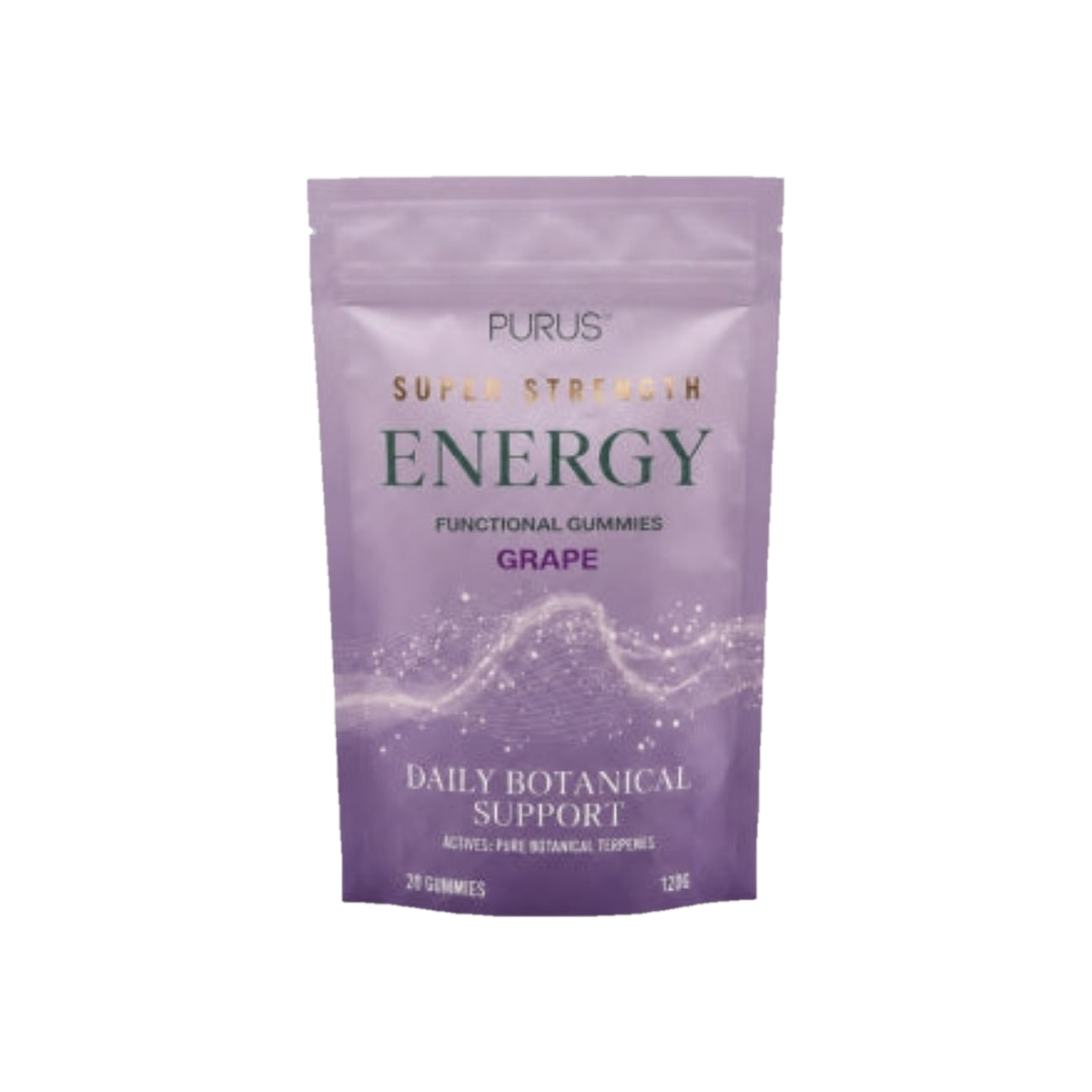 A Supplement bag with the name Energy Grape by Purus.