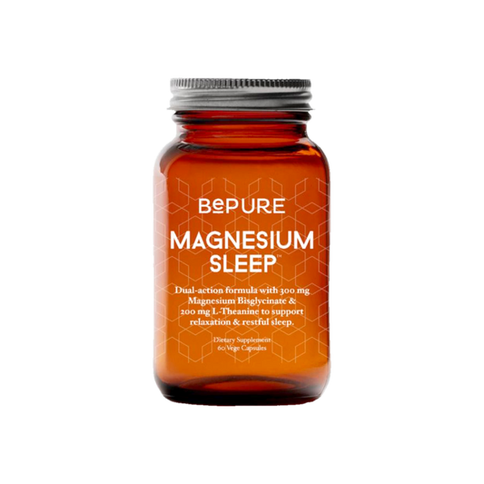 A Supplement bottle with the name Magnesium Sleep (60 vcaps) by BePure