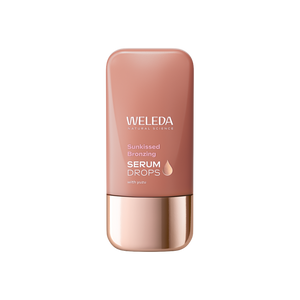 A supplement container of Sunkissed Bronzing Serum Booster Drops by Weleda