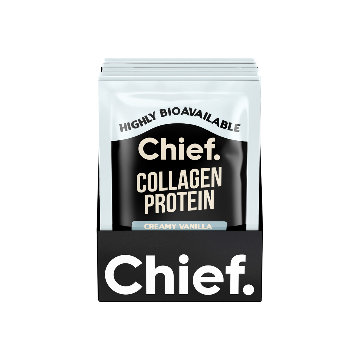 A supplement container of Collagen Protein Creamy Vanilla (10 Pack) by Chief Nutrition