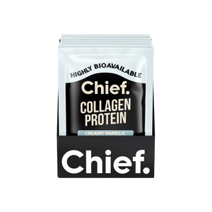 A supplement container of Collagen Protein Creamy Vanilla (10 Pack) by Chief Nutrition