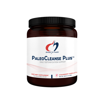 A supplement container of PaleoCleanse Plus (Strawberry Vanilla Flavour) by Designs for Health - USA