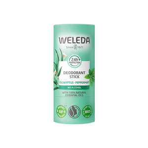 A supplement container of Eucalyptus and Peppermint 24h Deodorant Stick by Weleda