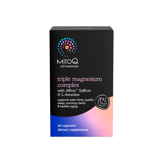 A supplement container of MitoQ Triple Magnesium Complex by MitoQ