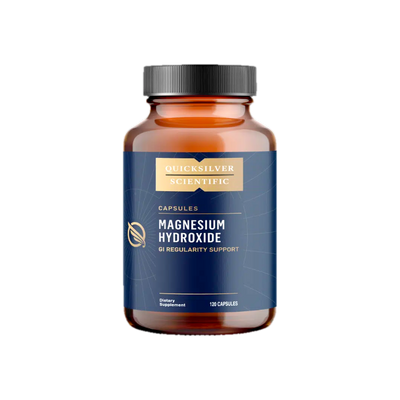 A supplement container of Magnesium Hydroxide by Quicksilver