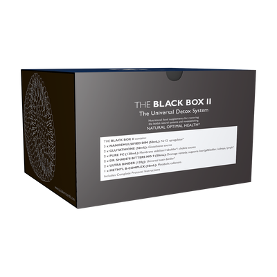 A supplement container of Black Box® II (Protocol) - Universal Detox Kit by Quicksilver