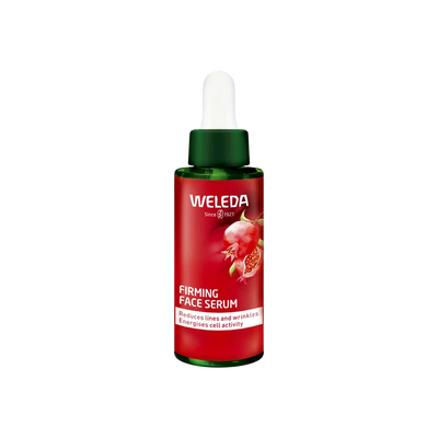 A supplement container of Firming Face Serum (Pomegranate) by Weleda