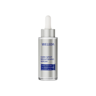 A supplement container of Dark Spot Brightening Serum (Blue Gentian & Edelweiss) by Weleda