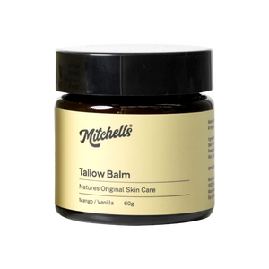 A supplement container of Beef Tallow Balm (Mango & Vanilla) by Mitchells Nutrition