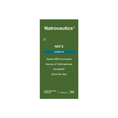 A supplement container of NRF2 Complex (previously Sulforaphane Complex) by Natroceutics