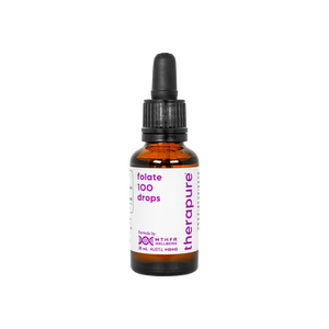 A supplement container of MTHFR (TheraPure) Methyl Folate 100 by MTHFR Support