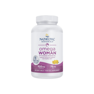 A supplement container of Omega Woman by Nordic Naturals
