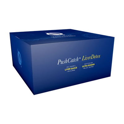 A supplement container of PushCatch™ Liver Detox (Protocol) by Quicksilver