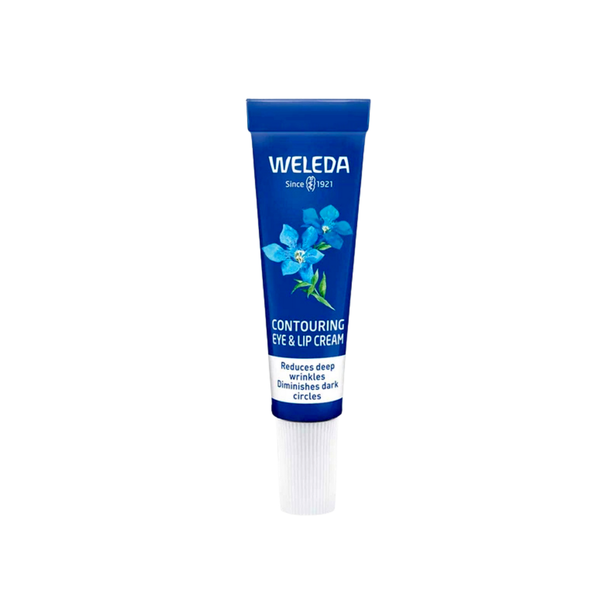 A supplement container of Contouring Eye & Lip Cream (Blue Gentian & Edelweiss) by Weleda