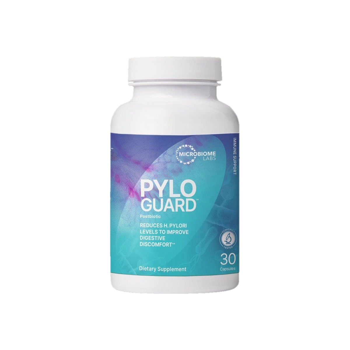 A supplement container of PyloGuard 30c by Microbiome Labs
