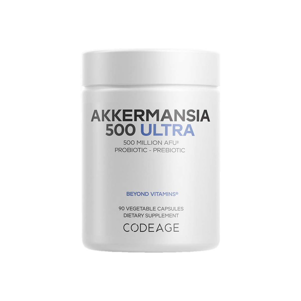 A supplement container of Akkermansia 500 Ultra 90c by Codeage