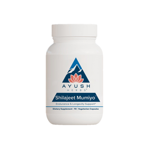 A supplement container of Shilajeet Mumiyo 90c by Ayush Herbs