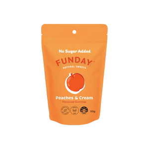 A supplement container of Peaches & Cream Share Bag by Funday Natural Sweets
