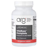 A Supplement container with the name VitalEyes Complete Ocular Formula by Allergy Research Group