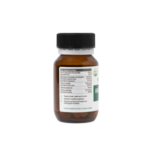 Ingredients: iron (II) glycinate (Ferrochel) equivalent iron, Magnesium ascorbate monohydrate eqivalent ascorbic acid equivalent magnesium, Calcium folinate equivalent folinic acid, Hydroxocobalamin, Choline bitartrate equivalent choline.
