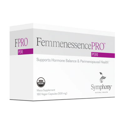 A Supplement Box with the name FemmenessencePro Peri by Symphony Natural Health.