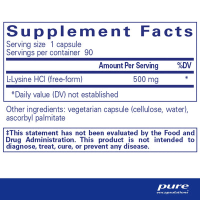 Text describing  the ingredients: L-Lysine HCI (free-Form).