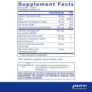 Ingredients: Vitamin C, Biotin, Magnesium, Zinc, Chromium, Vanadium, Alpha Lipoic Acid,
Cinnamon, Gymnema, Bitter Melon