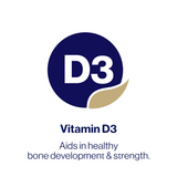 Vitamin D3 aids in healthy bone development & strength