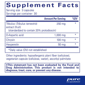 Ingredients: Tribulus, D-Aspartic acid, Chrysin, Hesperetin.