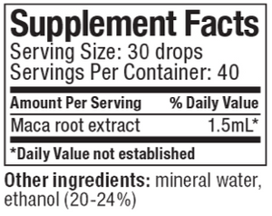 Supplement facts for Maca