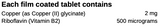 Supplement facts for Copper Plus listing ingredients including Copper, Vitamin B2 (riboflavin)