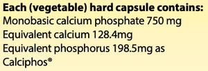 Supplement facts for Reparen 120's listing ingredients including Calcium, Calcium phosphate, Phosphorus