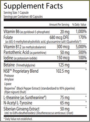 Supplement facts for Contegra listing ingredients including Amylase, Betaine HCI, BioPerine, Black Pepper, Black Pepper (Piper nigrum)