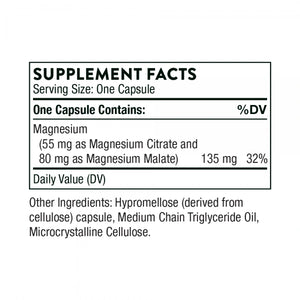 Ingredients including Mangesium Citrate, Magnesium Malate.