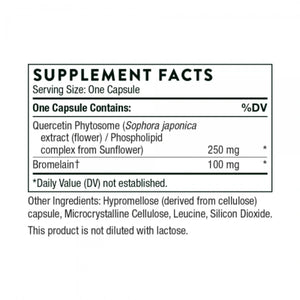 Text describing the ingredients: Bromelain, Quercetin Phytosome , Sophora Japonica, Phospholipid