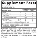 Text describing the ingredients: Total Omega-3s, 82mg. Total EPA and DHA 68mg.