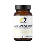 A Supplement container with the name Carb-Lipo Control by Designs for Health.