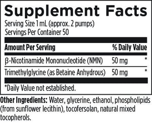 Supplement facts for Liposomal NMN Synergy