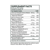 Ingredients containing Calcium, Dimacal, Dicalcium Malate, Iron, Ferrochel, Iron bisglycinate, Iodine, Magnesium, Albion Di Magnesium Malate, Zinc, TRAACS, Zinc Bisglycinate, Selenium, L-Selenomethione, Copper, TRAACS Copper Bisglycinate, Manganese TRAACS Bisglycinate, Chromium TRAACS NIcotinate glycinate, Molybdenum Glycinate, Boron Glycinate