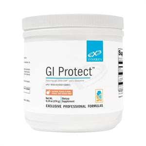 A Supplement container with the name GI Protect by Xymogen.