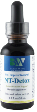 A supplement container of NT-Detox by Byron White Formulas