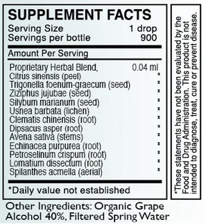 Supplement facts for NT-Detox listing ingredients including Avena Sativa, Citrus Aurantium, Echinacea purpurea, Fenugreek (Trigonella foenum-graecum), Milk thistle (Silybum marianum)